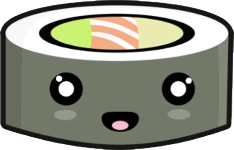 Kawaii Sushi Fish Algi Japan Rice Face Happy Cute Black Cute Kawaii