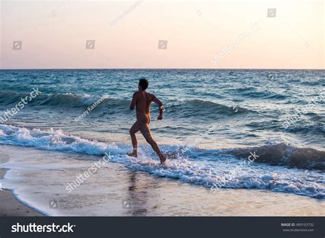 Naked Man Running On Beach Rhodes Stock Photo Shutterstock