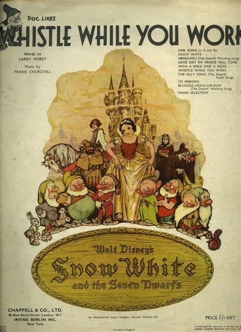 Whistle While You Work [vintage Piano And Voice Sheet Music] Walt