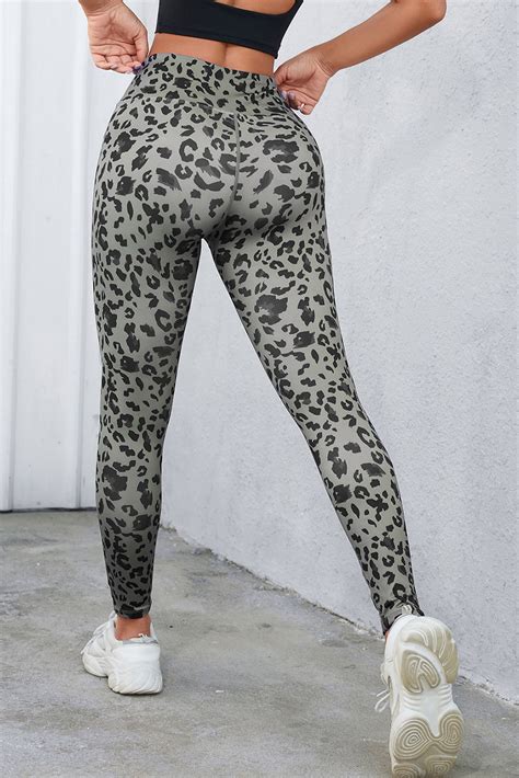 Us 6 56 Drop Shipping Gray Classic Leopard Print Active Leggings For Women