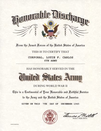 WWI WWII Honorable Discharge Certificate Army