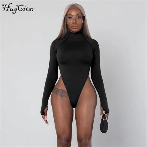 Женское боди Aliexpress Hugcitar Long Sleeve High Neck Fit Sexy