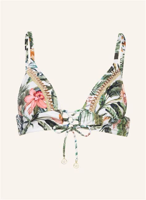 Watercult Bralette Bikini Top Exotic Dive In White Green Light Red