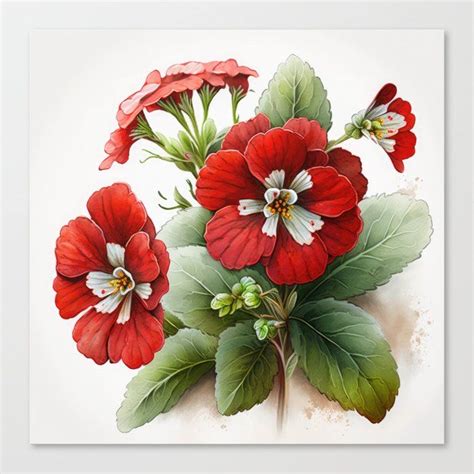 Shop Red Primrose Canvas Print By Vanoverdesigns On Society6 Flower