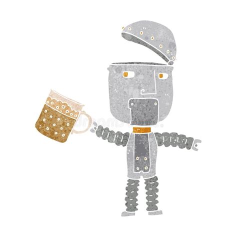 Tecknad Filmrobot Som Dricker L Stock Illustrationer Illustration Av