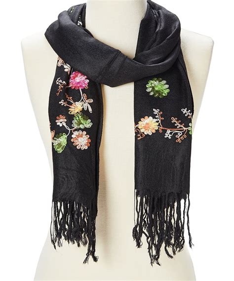 Scarfs For Women Floral Scarves Embroidered Long Fashion Evening Scarf