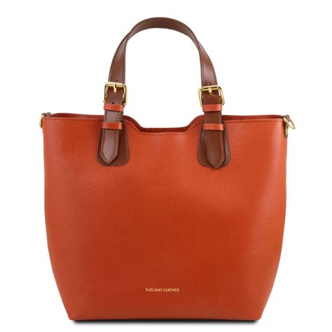 Tl Bag Borsa Shopping In Pelle Saffiano Brandy Tl