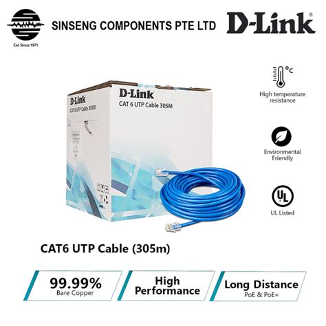 D Link Cat 6 Utp Cable Professional Series Cat6 Utp 24awg Blue Color