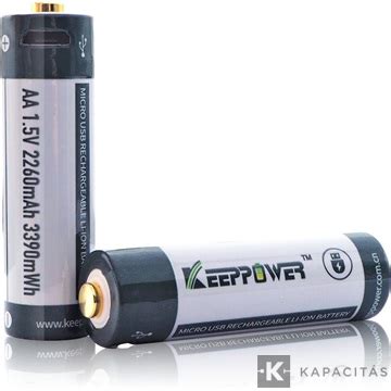 KeepPower AA 1 5V 2260mAh védett Li ion akkumulátor USB Akkumulátorok