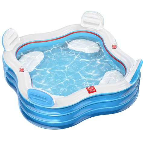 QPAU Inflatable Swimming Pool,Full-Sized Blow Up Pool with Seats and