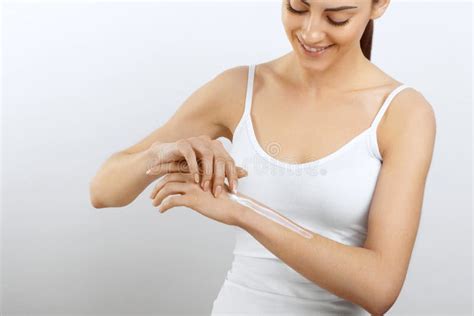 Hand Skin Care Close Up Of Female Hands Holding Cream Tube Woman