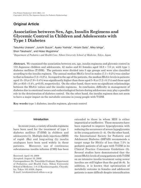 Pdf Association Between Sex Age Insulin Regimens And Glycemic