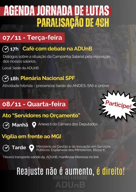 Saiba mais sobre a Paralisação de 48 horas dias 7 e 8 de novembro ADUnB