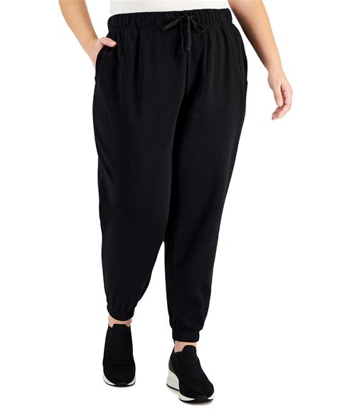 Id Ideology Plus Size Solid Fleece Jogger Pants Created For Macys And Reviews Activewear Plus