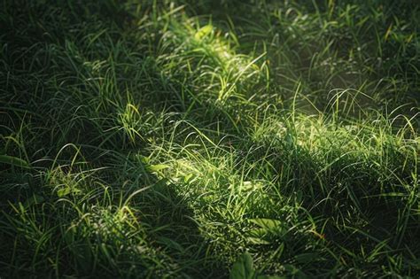 Premium Photo A Closeup View Of Sunlight Filtering Through Dense Green Grass In A Forest