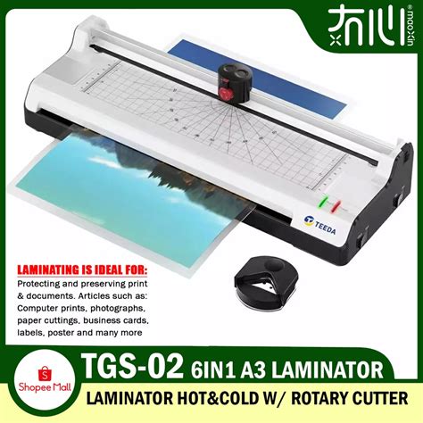 MX Mall 6in1 Hot Cold Laminator A3 Size W Rotary Trimmer Corner Rounder Laminating Machine