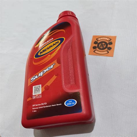 Jual Oli Pertamina Mesran Super 1L 800ml SAE 20W 50 Original Shopee