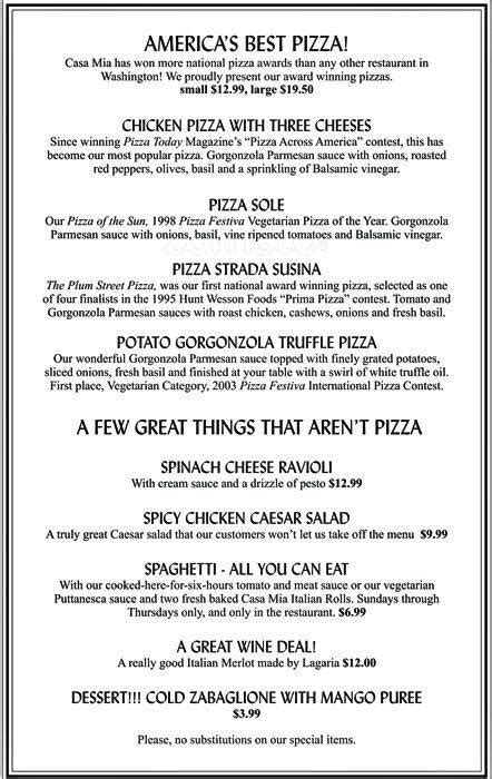 Casa Mia Menu, Menu for Casa Mia, Lakewood, Lakewood - Urbanspoon/Zomato