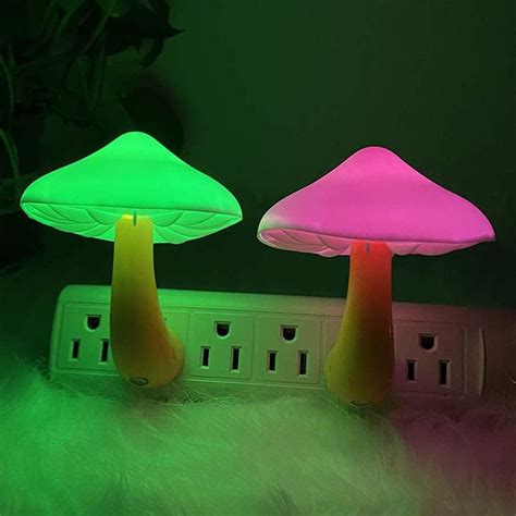 Utlk Pack Led Mushroom Night Light Lamp With Dusk To Dawn Sensor