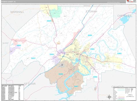 Etowah County, AL Wall Map Premium Style by MarketMAPS - MapSales.com