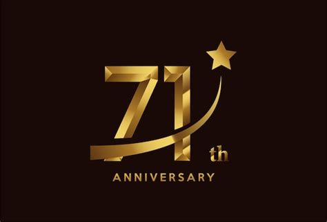 Premium Vector Golden 71 Year Anniversary Celebration Logo Design