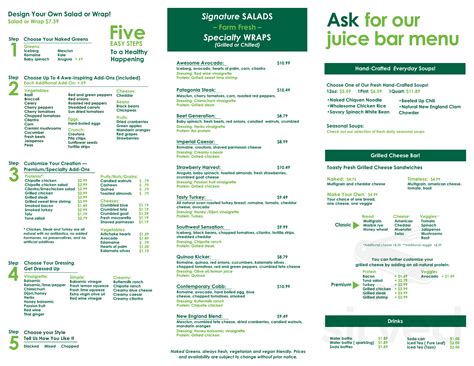 Naked Greens Wilton Menu In Wilton Connecticut USA