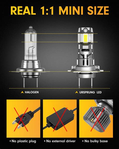 Ursprung Fahren 2023 Upgraded H7 LED Headlight Bulb 24000LM 600