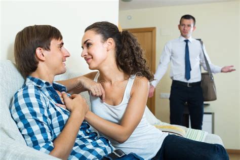 Husband Catching Cheating Wife Stock Image Image Of Offense Breakup