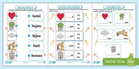 Latihan Membaca Dua Suku Kata Berawalan H Profesor Hizo