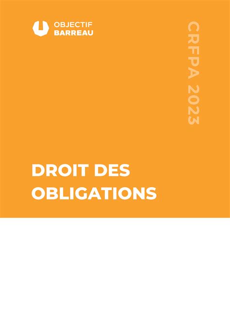 Objectif Barreau Droit Des Obligations Extrait