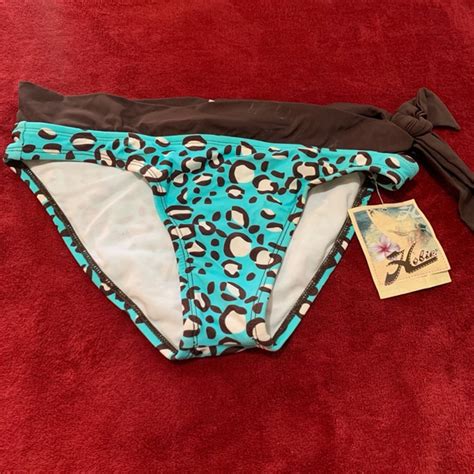 Hobie Swim New Womens Hobie Swimsuit Bikini Bottom Small Blue Brown Poshmark