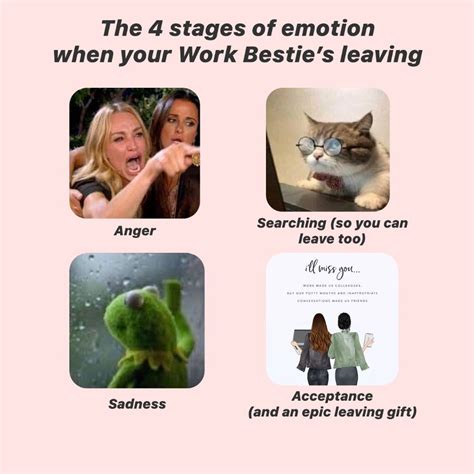 Stages Of Emotion When Your Work Bestie Is Leaving Work Memes