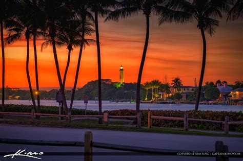 Jupiter Inlet Lighthouse And Museum Sunset Red Colors Hdr Photography By Captain Kimo