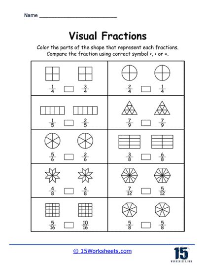 Visual Fractions Worksheets 15 Worksheets Library