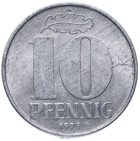 Монета Германия 10 пфеннигов 1979 стоимостью 65 руб.