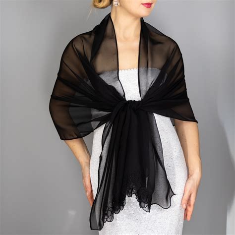 Chal Organza Negro 200 Cm Ideal Para Vestido De Fiesta Boda Etsy