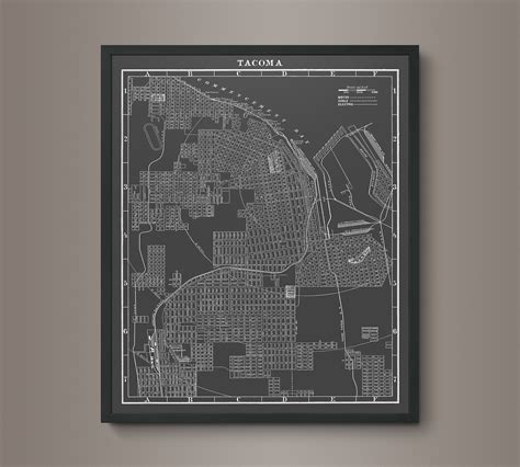 1900s Lithograph Map of Tacoma – Art Circa