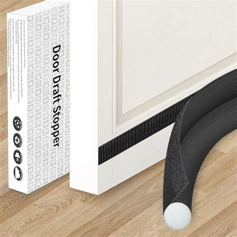 Door Draft Stopper 36 Inches Black Single Sided Sound Proof Door Noise Blocker And