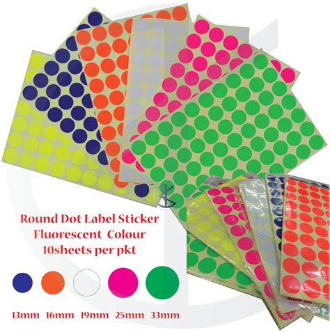 Round Dot Label Sticker Fluorescent Colour Color Sticker 10 Sheets