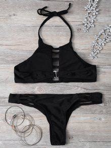 Off Ladder Cutout Bikini Set In Black Zaful