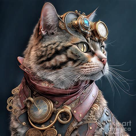 Steampunk Cat Digital Art By Jutta Maria Pusl Fine Art America