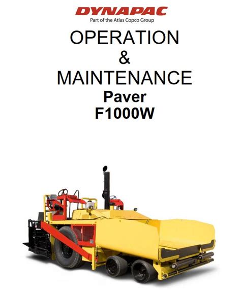 Dynapac F1000W Parts Operation Maintenance Manual PDF