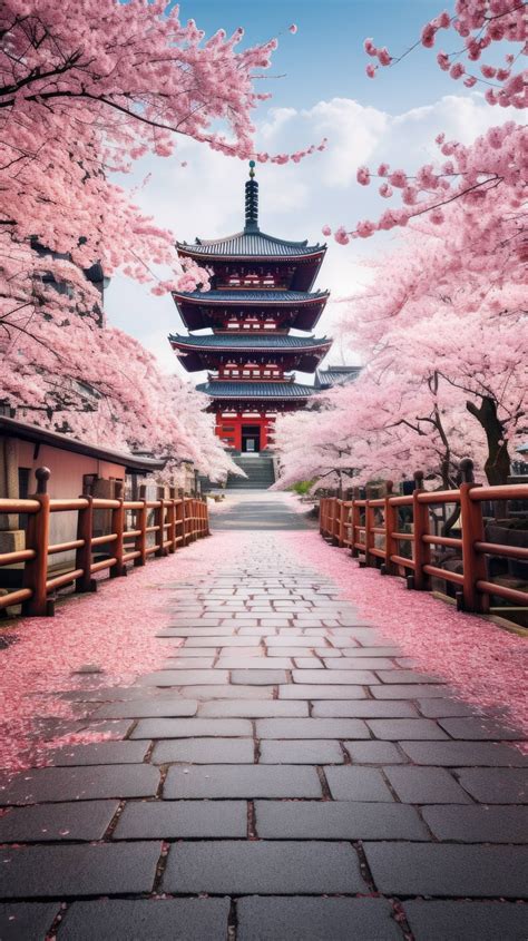 Kyoto temple, cherry blossom serenity, nature's spring masterpiece