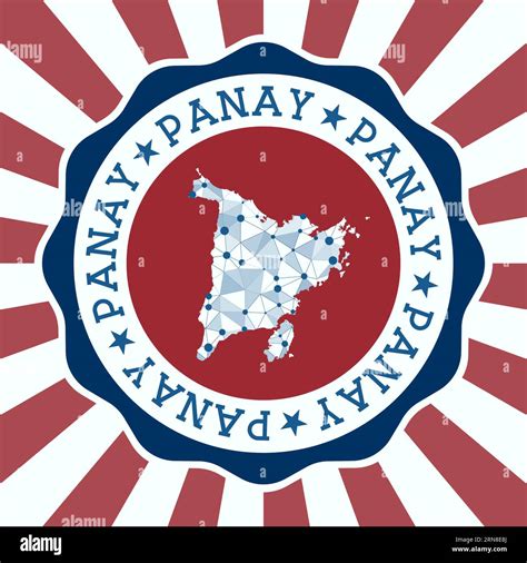 Panay Badge Round Logo Of Island With Triangular Mesh Map And Radial