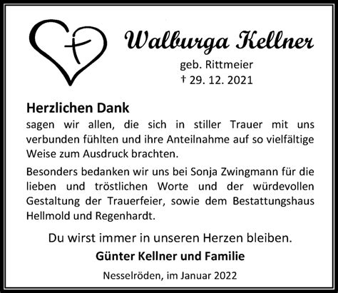 Traueranzeigen Von Walburga Kellner Trauer Anzeigen De