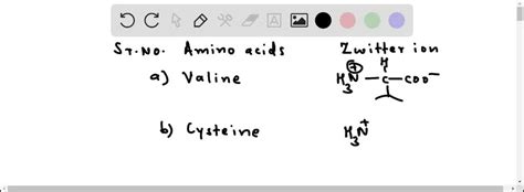 Solved Draw The Zwitterion For Each Of The Following Amino Acids A