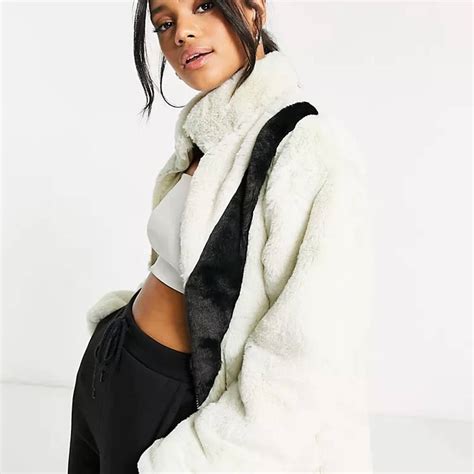 Nike Faux Fur Oversized Swoosh Jacket Fossil The Sole Supplier