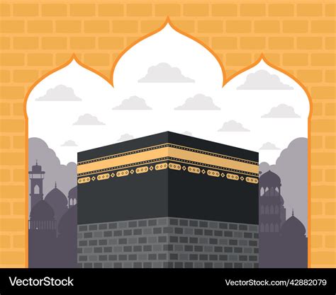 Islamic pilgrimage kaaba in frame Royalty Free Vector Image