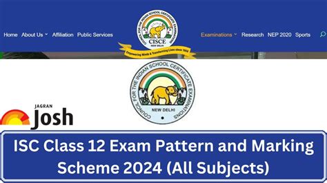 Isc Class 12 Exam Pattern 2024 With Marking Scheme And Topic Wise Marks