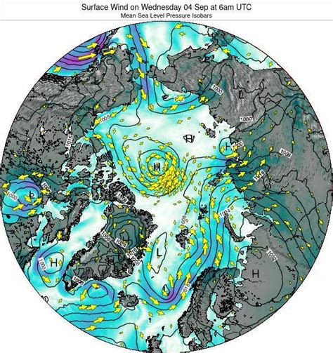 Arctic Surface Wind on Wednesday 08 Nov at 12pm UTC